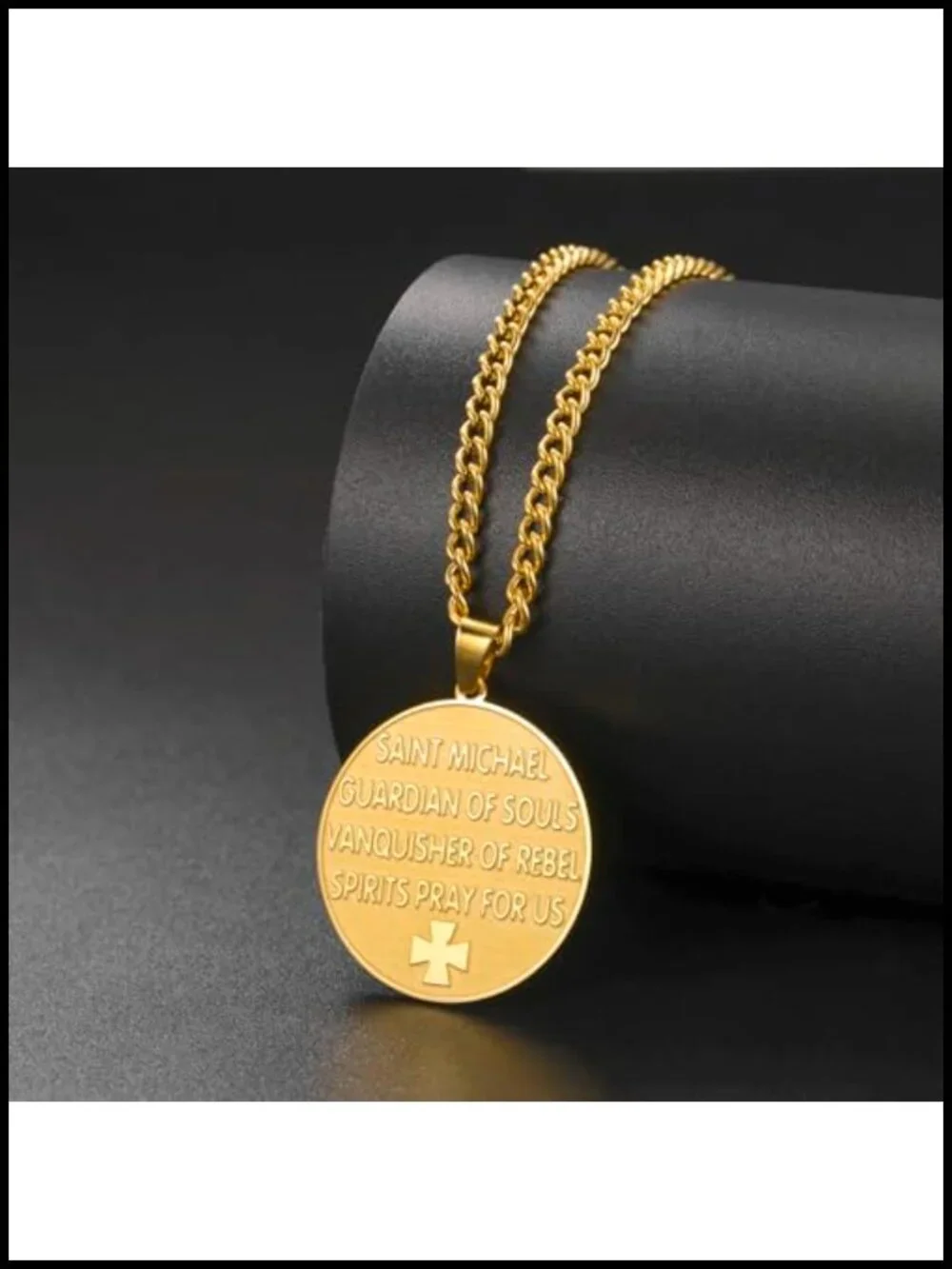 Stainless Steel Saint Michael Necklace Archangel Pendant Protective Religious